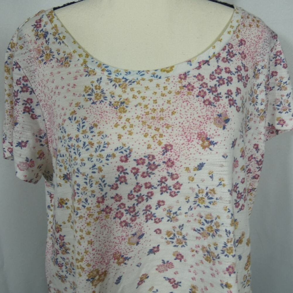 LC Lauren Conrad Large Tunic Bow Back Closure Lace Fringe Hem Floral Design Boho - Picture 2 of 9